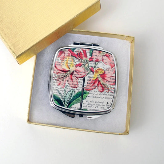 Vintage Floral Compact Mirror - Compact Mirror Gift for Her  - Pocket Mirror - Purse Mirror - Pocket Mirror Joyful Moose