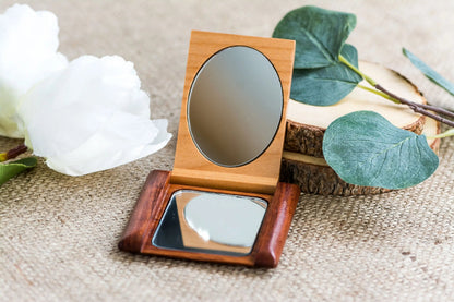 Wood Monogram Pocket Mirror, Bridesmaid Gift, Personalized Wood Compact Mirror, personalized mirror, hand mirror, purse mirror Joyful Moose