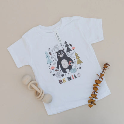 Be Wild Toddler Tee - boho toddler shirt -  toddler boy shirt - bear tshirt, outdoor adventure camping Joyful Moose
