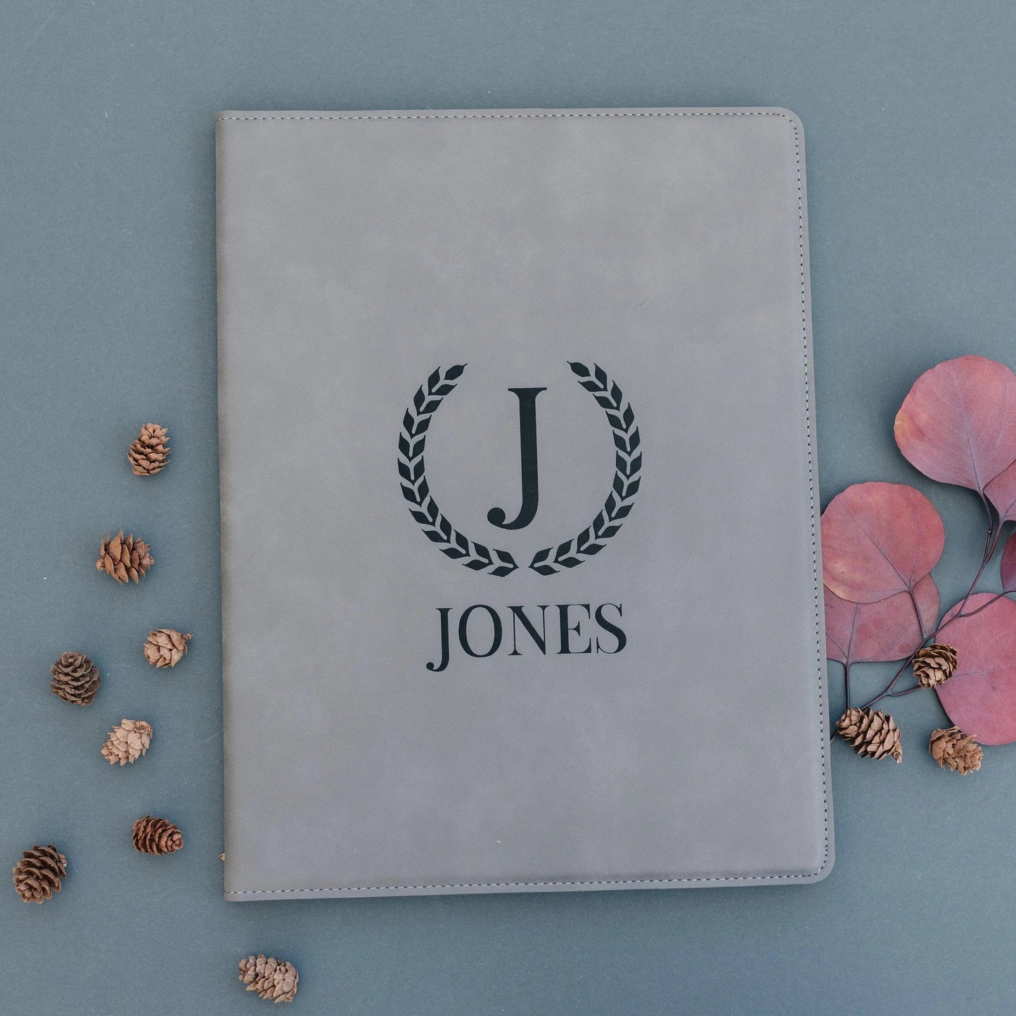 Monogram Legal Pad Holder - Laser Engraved Portfolio - Leather Notepad Folder - Gift for Graduate Joyful Moose
