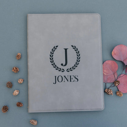 Monogram Legal Pad Holder - Laser Engraved Portfolio - Leather Notepad Folder - Gift for Graduate Joyful Moose
