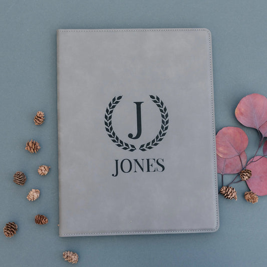Monogram Legal Pad Holder - Laser Engraved Portfolio - Leather Notepad Folder - Gift for Graduate Joyful Moose