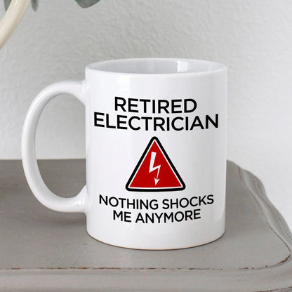 Retired Electrician Mug - Funny Ceramic Coffee Cup for Retirement Party Gift Joyful Moose
