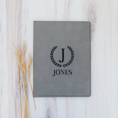 Monogram Legal Pad Holder - Laser Engraved Portfolio - Leather Notepad Folder - Gift for Graduate Joyful Moose
