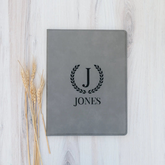 Monogram Legal Pad Holder - Laser Engraved Portfolio - Leather Notepad Folder - Gift for Graduate Joyful Moose
