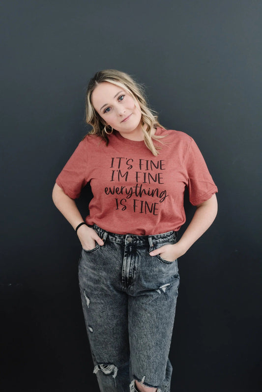 I'm fine everything is fine tshirt, everything is fine shirt, I'm fine shirt, Graphic Tee for Women, Funny Shirt, Gift for Her Joyful Moose