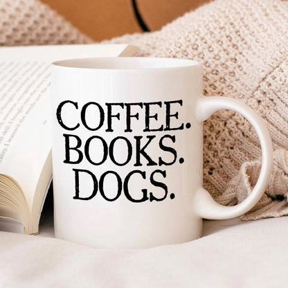 Coffee Books Dogs Mug - gifts for book lovers - 11 oz 15 oz Ceramic Mug - dog lover gift - dog mug - dog mom mug - book lover gift Joyful Moose