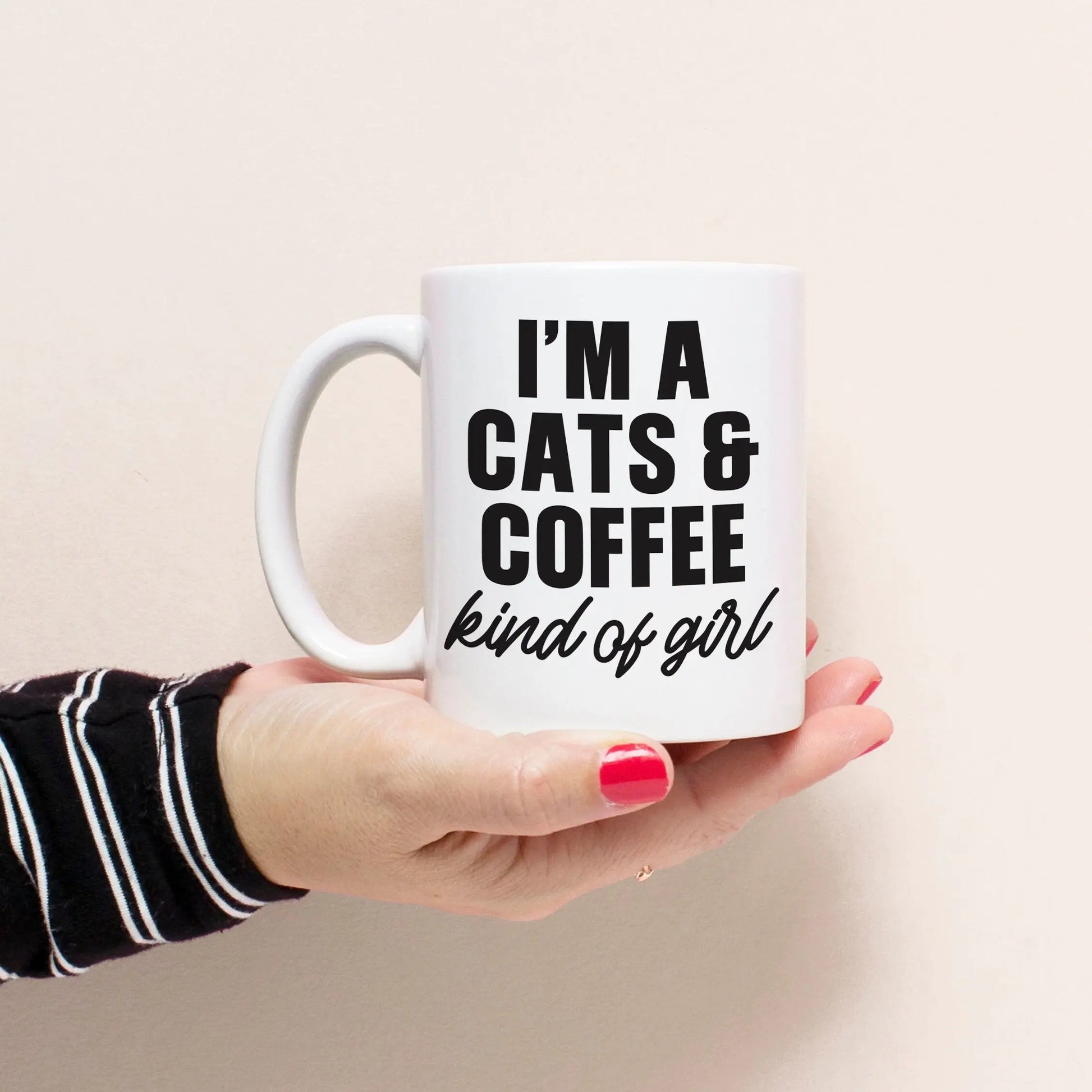 Cat Mug - cat coffee mug - I'm a Cats & Coffee Kinda Girl Ceramic Coffee Mug - cat lover gift for women - cat gift for cat lovers Joyful Moose