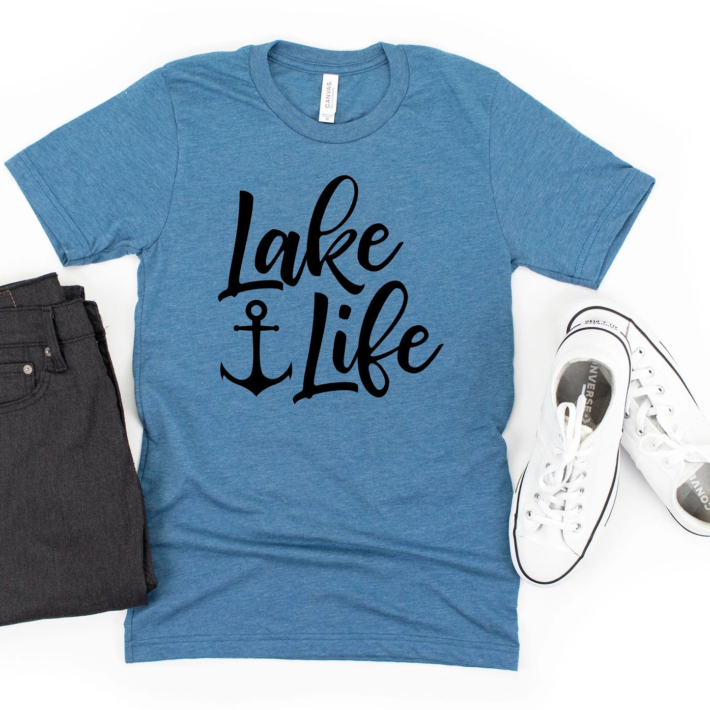 Lake Life Tshirt with Anchor, family vacation shirt, lake gifts, summer shirt, fishing shirt, Lake House Gifts, matching shirts for the lake Joyful Moose