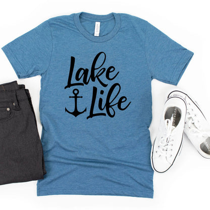 Lake Life Tshirt with Anchor, family vacation shirt, lake gifts, summer shirt, fishing shirt, Lake House Gifts, matching shirts for the lake Joyful Moose