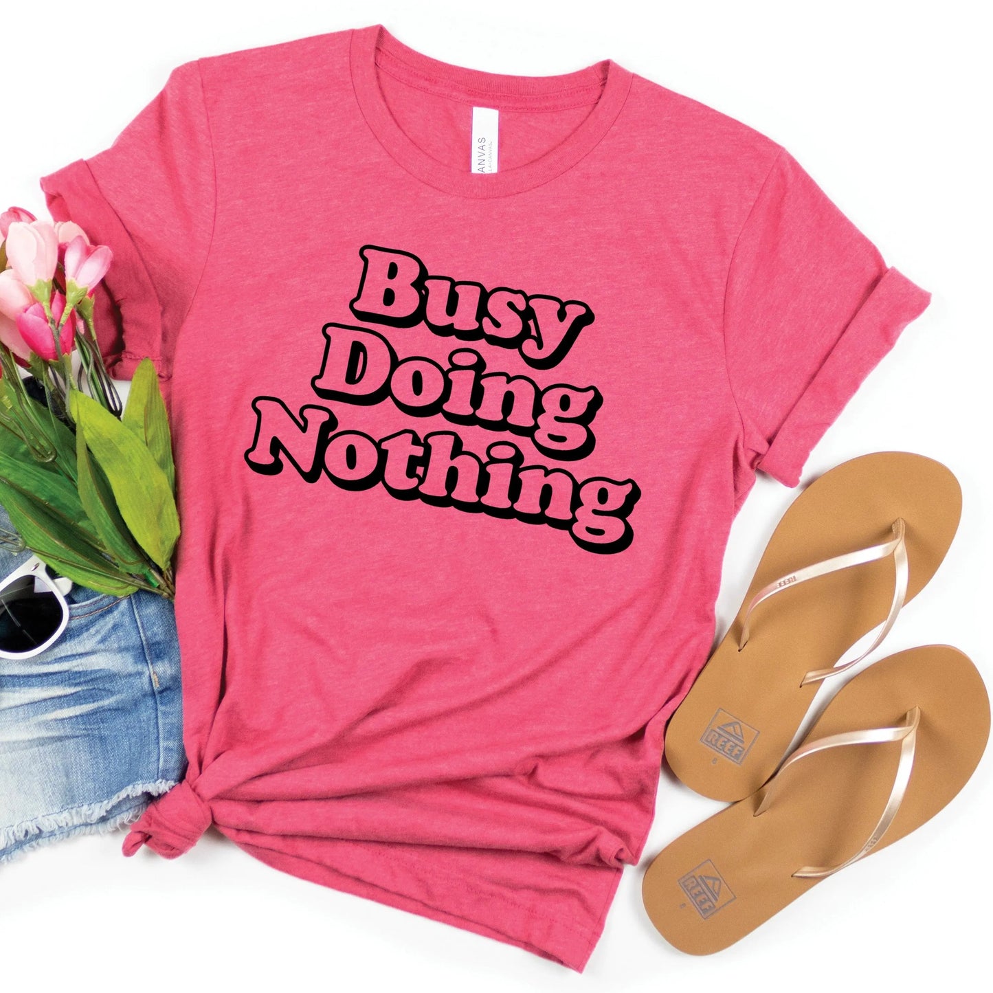 Womens Tshirt Trendy Busy Doing Nothing Tshirt Cute Gift for Best Friend tee shirts Joyful Moose