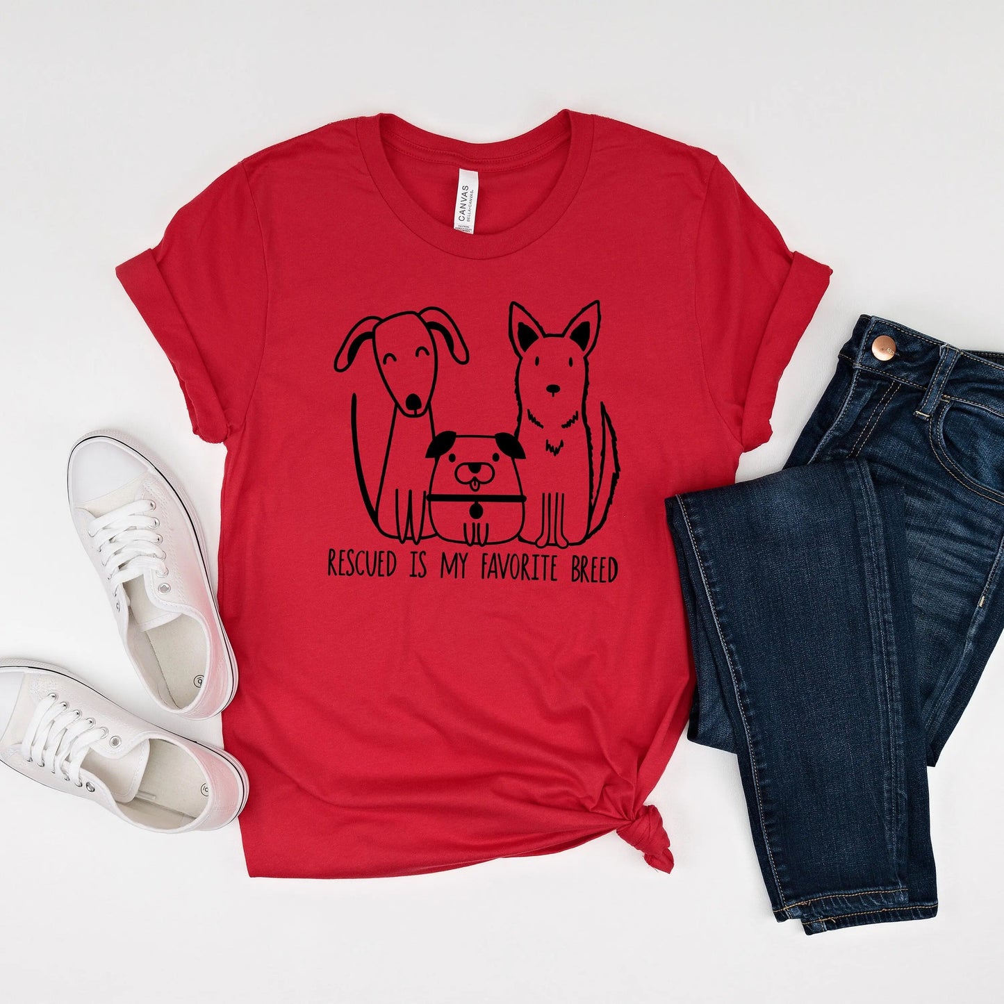 T-shirt Dog Mom - Rescued is my favorite breed Tshirt - dog rescue dog dad shirt - dog mom shirt - dog owner gift - dog lover gift Joyful Moose