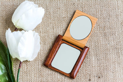 Wood Compact Mirror - Personalized mirror - personalized gift for her - hand held mirror - Wood Mirror - wooden mirror - custom gift for her Joyful Moose