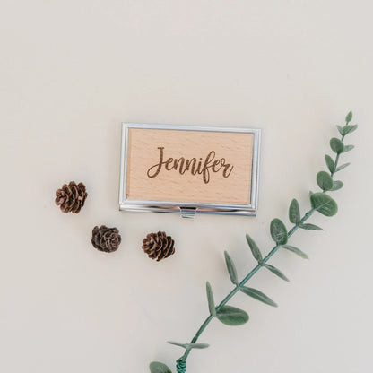 Personalized Business Card Holder - personalized gift -  wood credit card holder - business card case - small business owner Joyful Moose