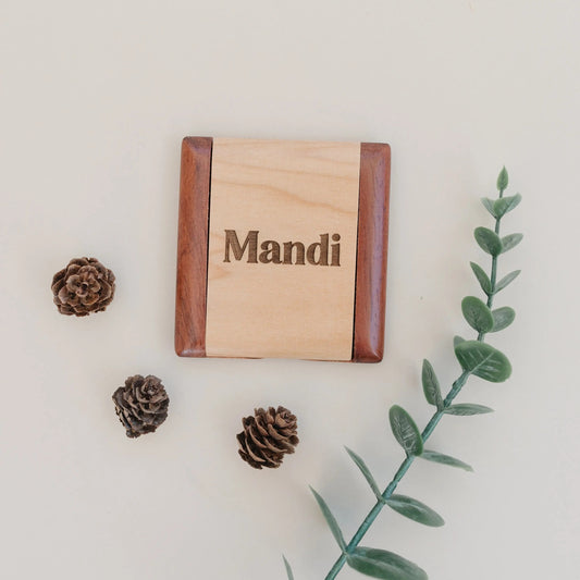 Wood Compact Mirror - Personalized mirror - personalized gift for her - hand held mirror - Wood Mirror - wooden mirror - custom gift for her Joyful Moose