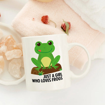 frog mug, coffee mug just a girl who loves frogs, 11 oz 15 oz ceramic coffee cup, cute frog gifts for her, frog accessories decor Joyful Moose