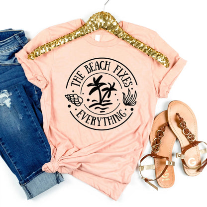 Beach Tshirt for Women The Beach Fixes Everything Joyful Moose