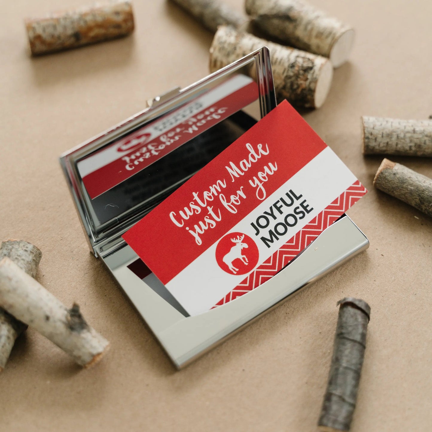 Personalized Business Card Holder - personalized gift -  wood credit card holder - business card case - small business owner Joyful Moose