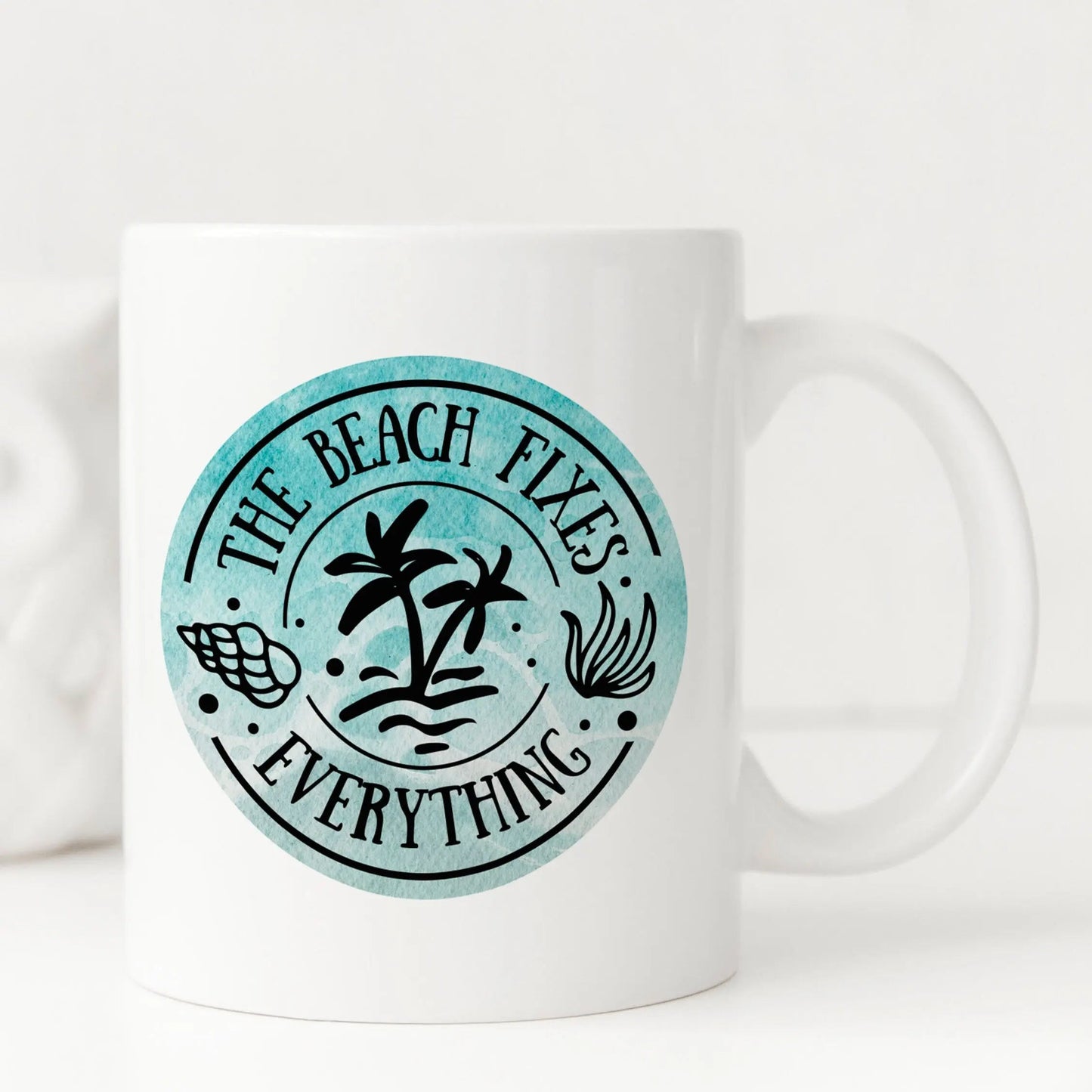 Beach Coffee Mug - Durable Ceramic Ocean Decor Mug | Large Dishwasher Safe Cup Joyful Moose