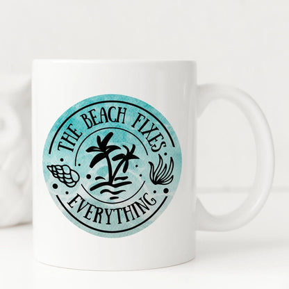 Beach Coffee Mug - Durable Ceramic Ocean Decor Mug | Large Dishwasher Safe Cup Joyful Moose