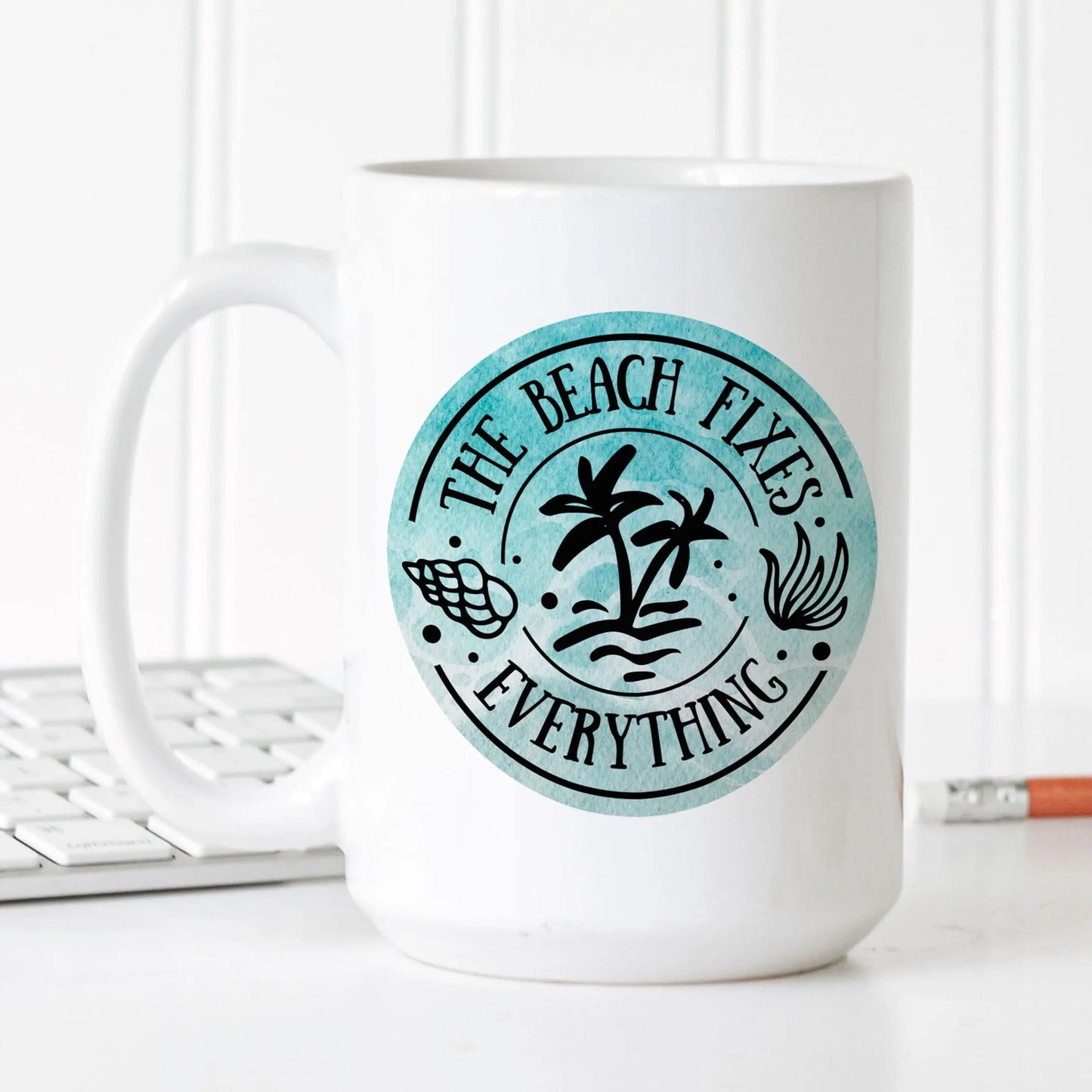 Beach Coffee Mug - Durable Ceramic Ocean Decor Mug | Large Dishwasher Safe Cup Joyful Moose