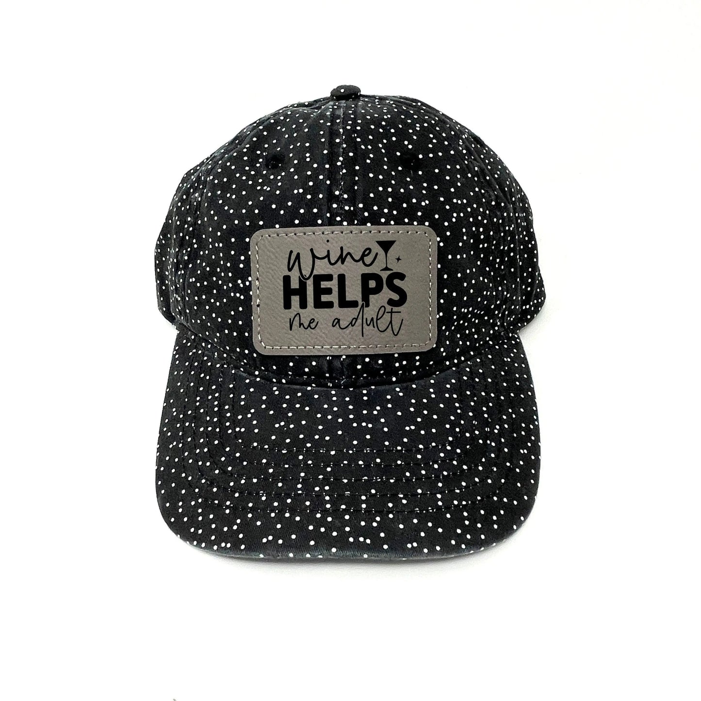 Cute Wine Hats – Leather Patch Baseball Cap for Women, Ponytail Opening, Perfect Wine Gift Joyful Moose