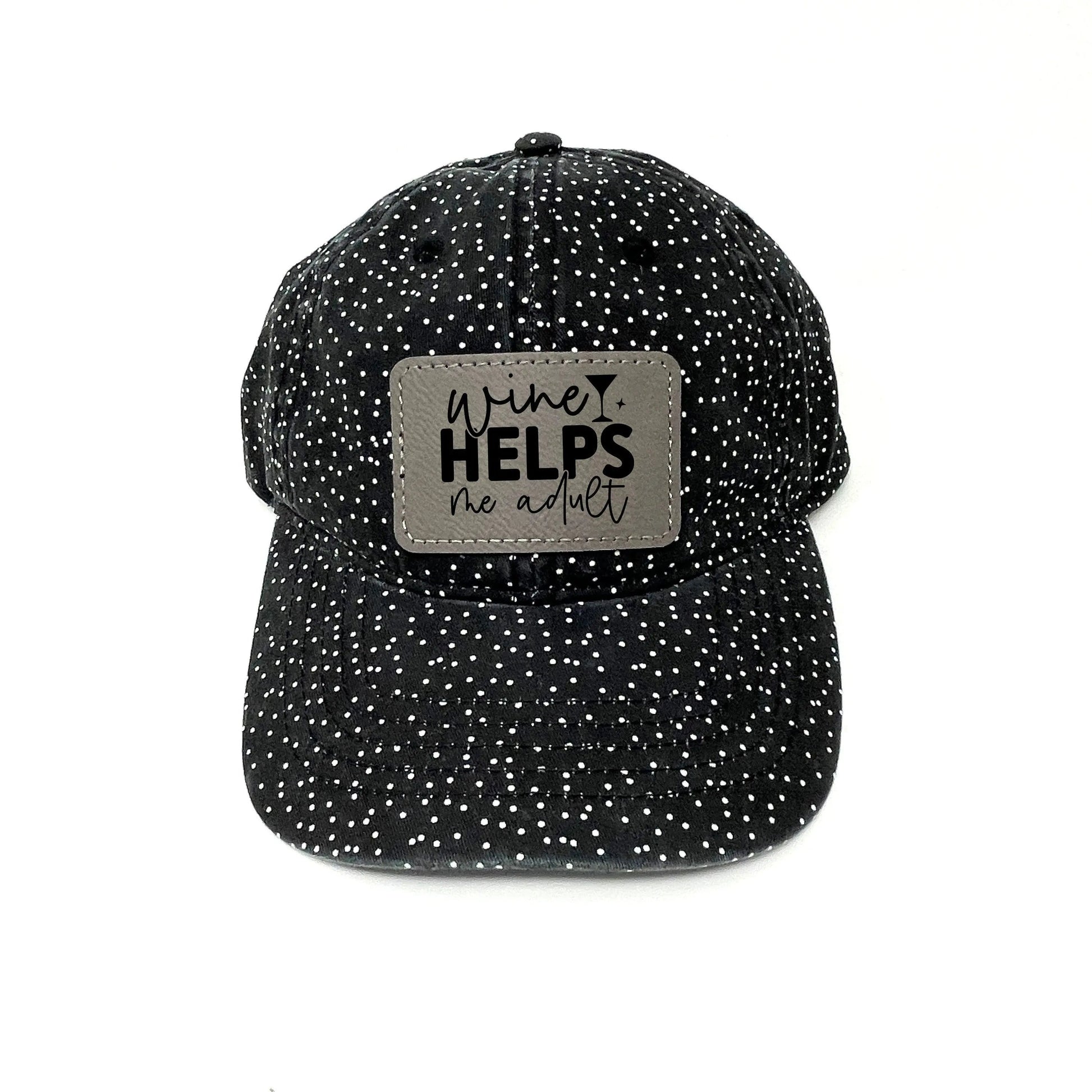 Cute Wine Hats – Leather Patch Baseball Cap for Women, Ponytail Opening, Perfect Wine Gift Joyful Moose