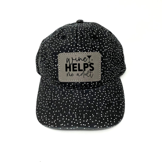 Cute Wine Hats – Leather Patch Baseball Cap for Women, Ponytail Opening, Perfect Wine Gift Joyful Moose