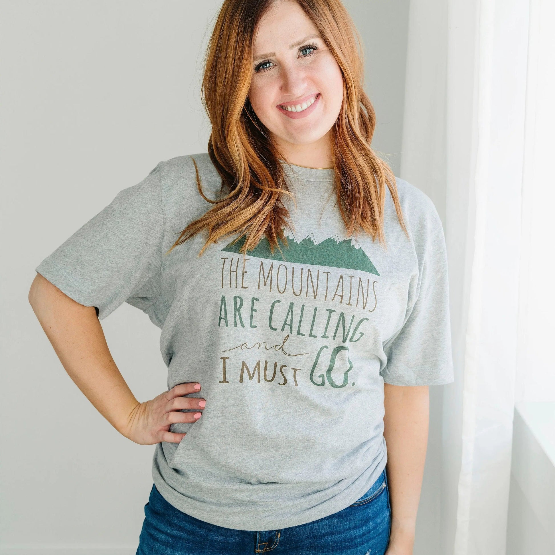 Hiking Tshirt, The Mountains are Calling and I must Go Shirt, camping shirt, graphic tshirt Joyful Moose