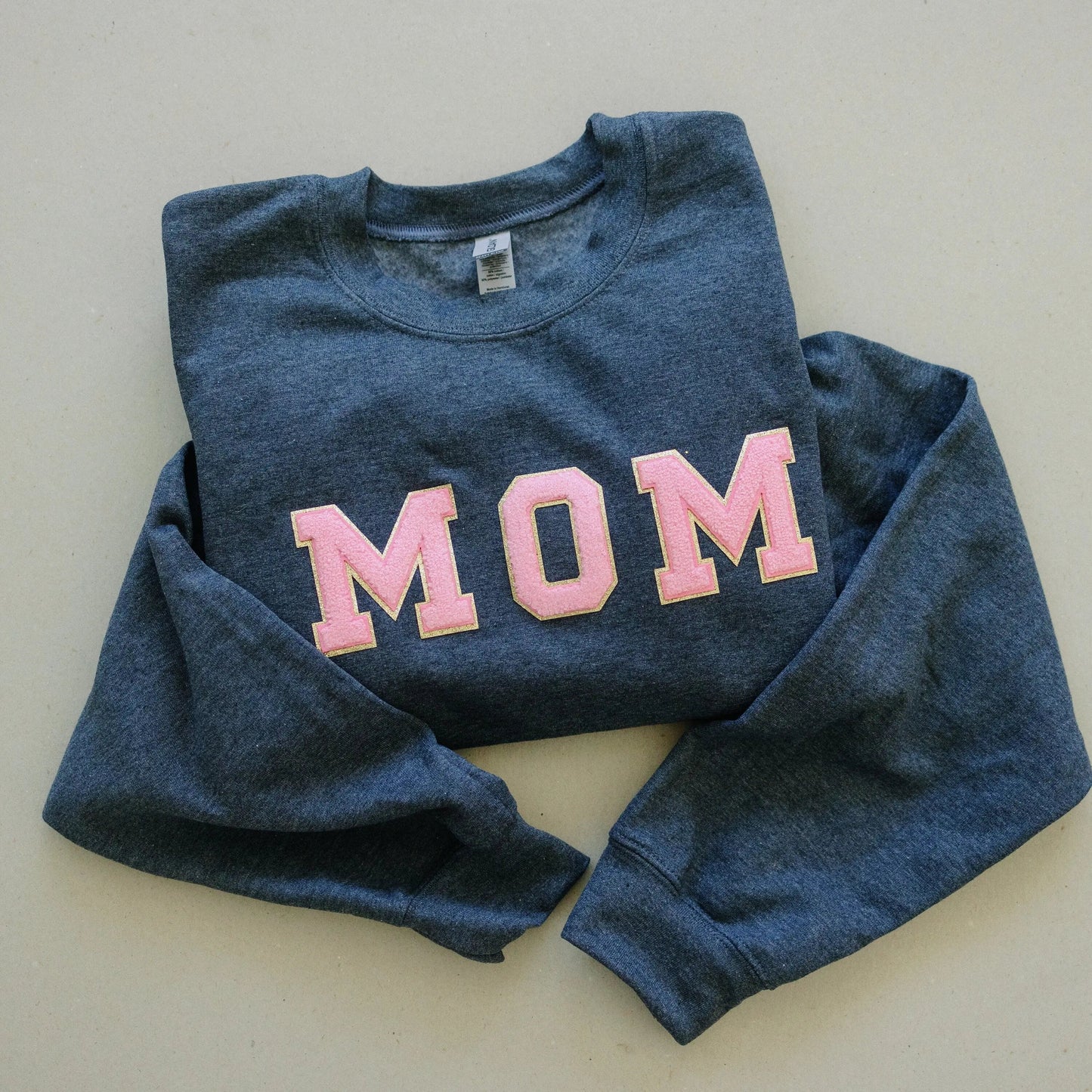 Birthday Gift For Mom | Glitter Patch Mama Sweatshirt | Personalized Chenille Patch Shirt | Varsity Letter Patch Sweatshirt Joyful Moose