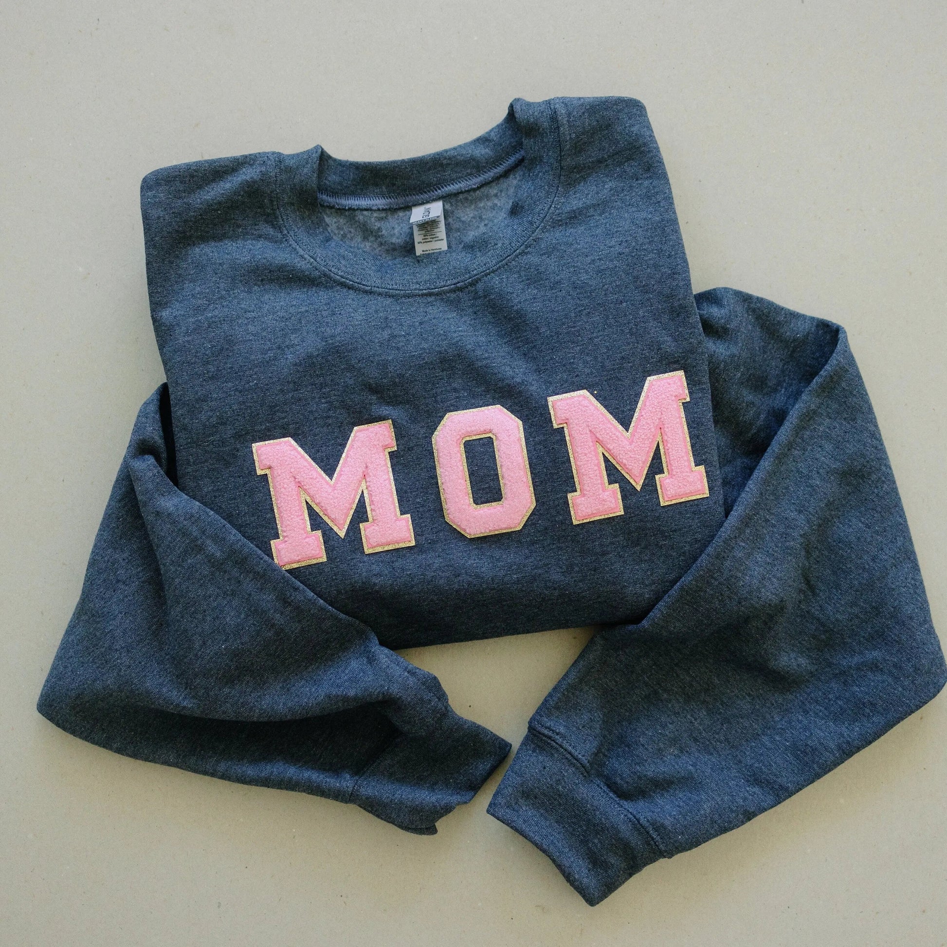 Birthday Gift For Mom | Glitter Patch Mama Sweatshirt | Personalized Chenille Patch Shirt | Varsity Letter Patch Sweatshirt Joyful Moose