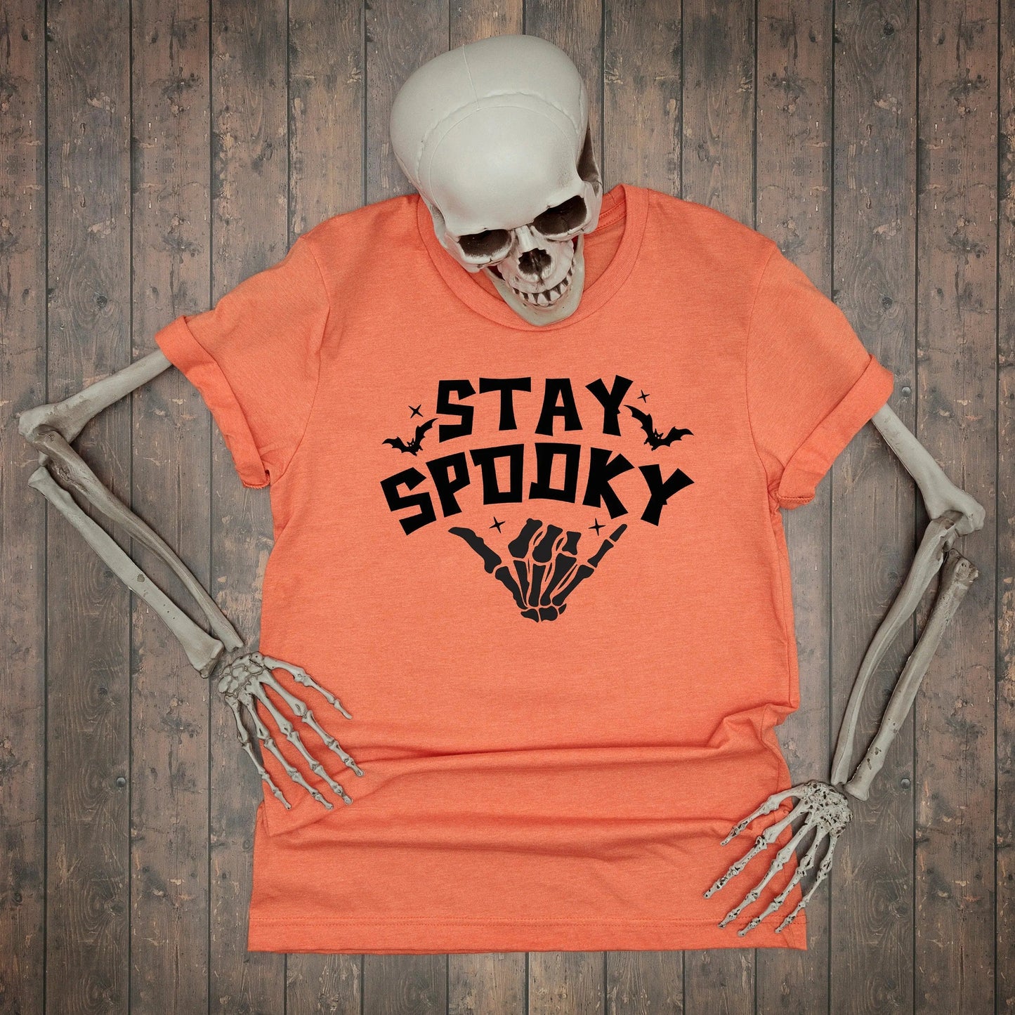 stay spooky halloween shirt | Halloween Skeleton Shirt | Cute Halloween Shirt | Spooky Shirt | Black Bat Shirt | Halloween Gift Joyful Moose