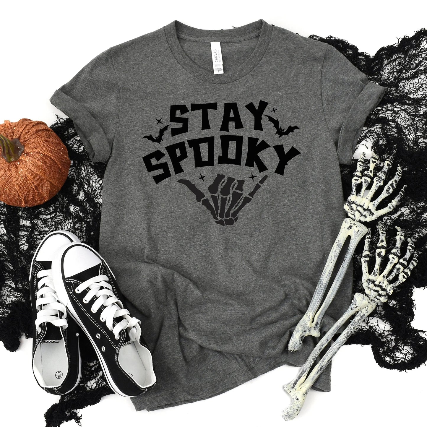 stay spooky halloween shirt | Halloween Skeleton Shirt | Cute Halloween Shirt | Spooky Shirt | Black Bat Shirt | Halloween Gift Joyful Moose