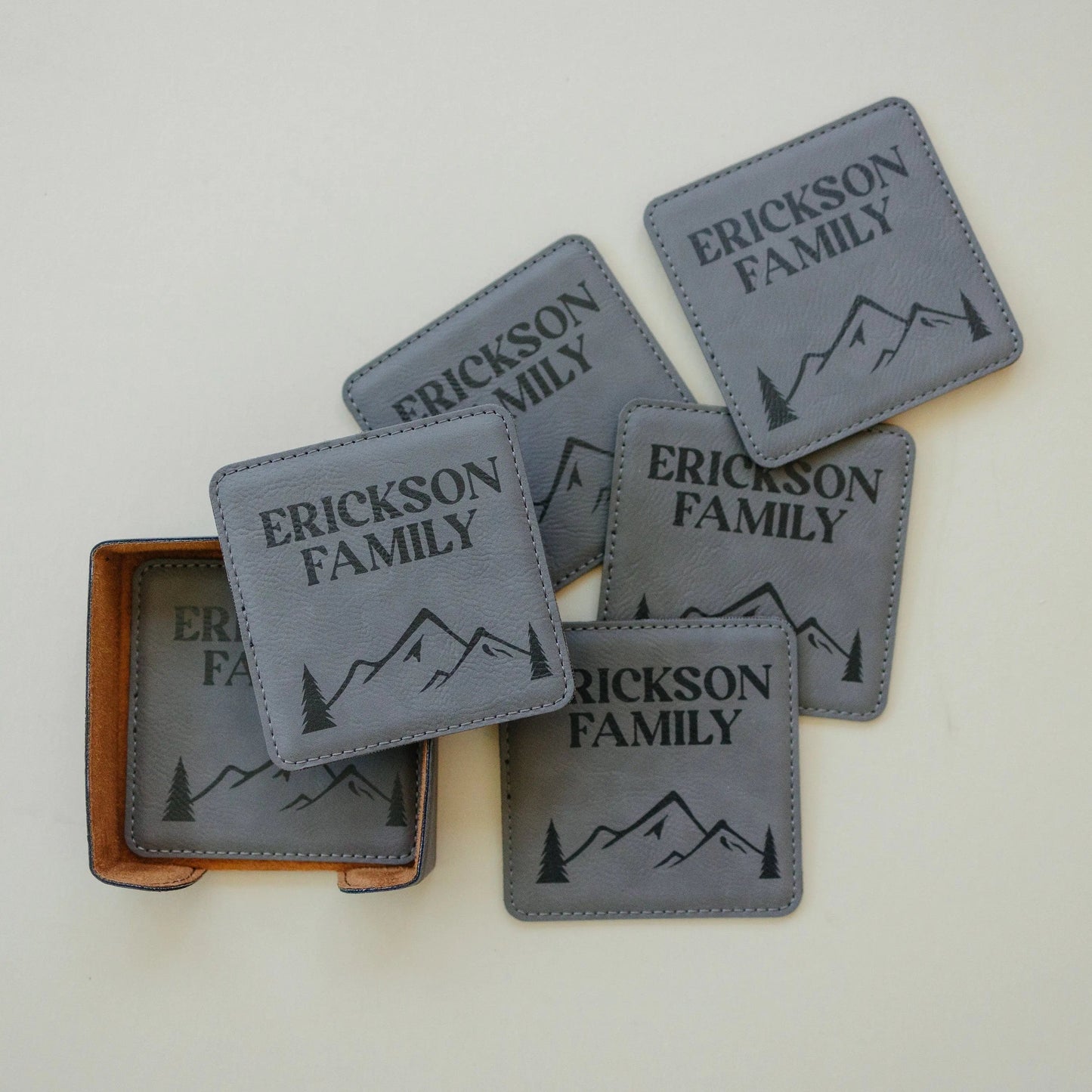 Wedding Gift | Custom Coaster Set | Bridal Shower Gift | Personalized Wedding Gift For Couple | Housewarming Gift | Set Of 6 Joyful Moose