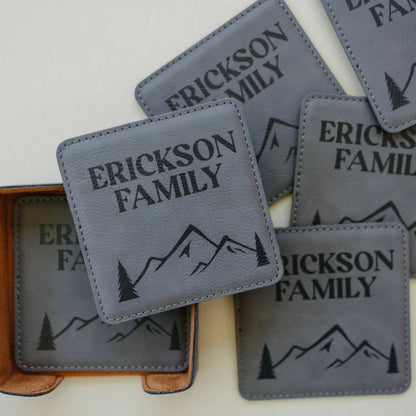 Wedding Gift | Custom Coaster Set | Bridal Shower Gift | Personalized Wedding Gift For Couple | Housewarming Gift | Set Of 6 Joyful Moose