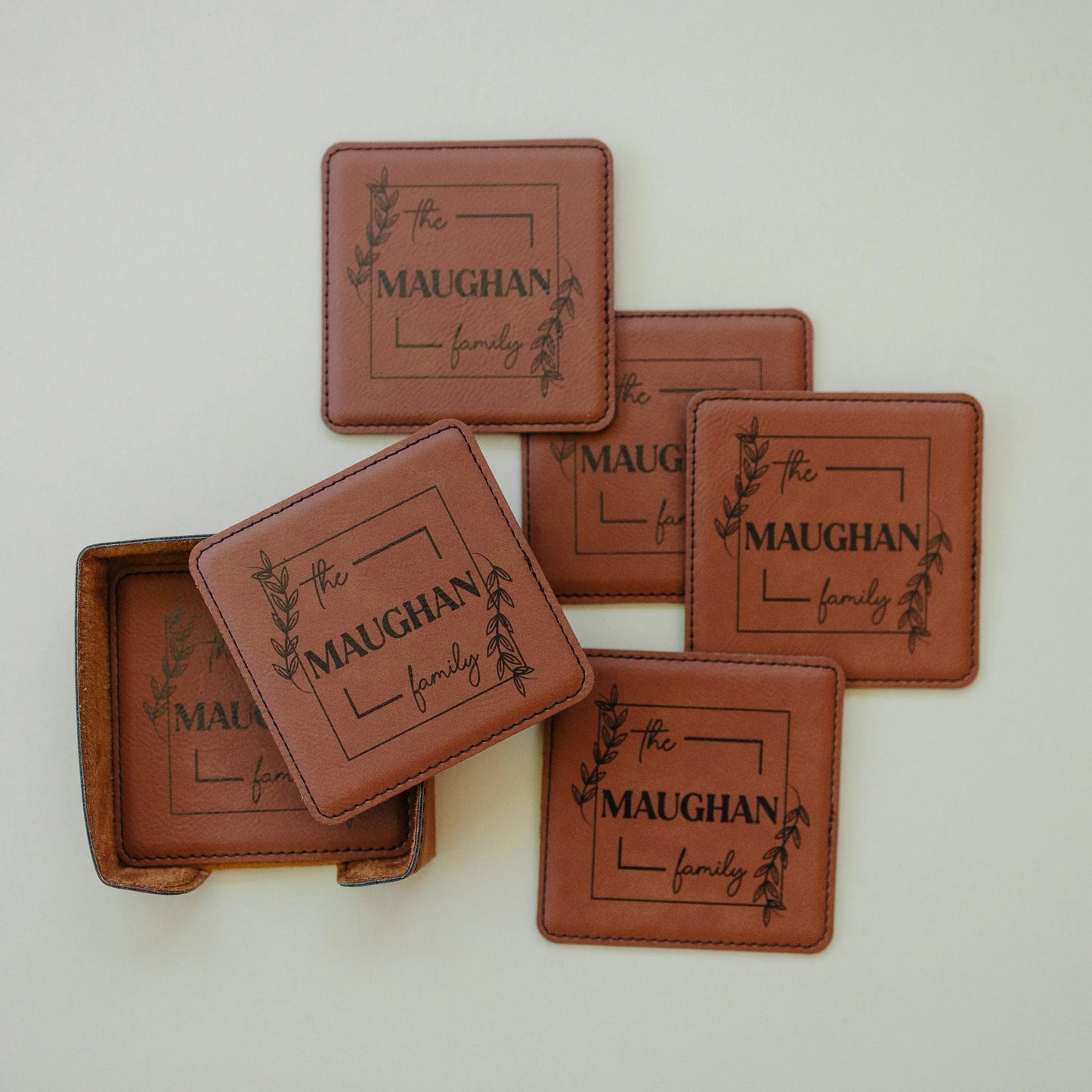 Wedding Gift | Custom Coaster Set | Bridal Shower Gift | Personalized Wedding Gift For Couple | Housewarming Gift | Set Of 6 Joyful Moose