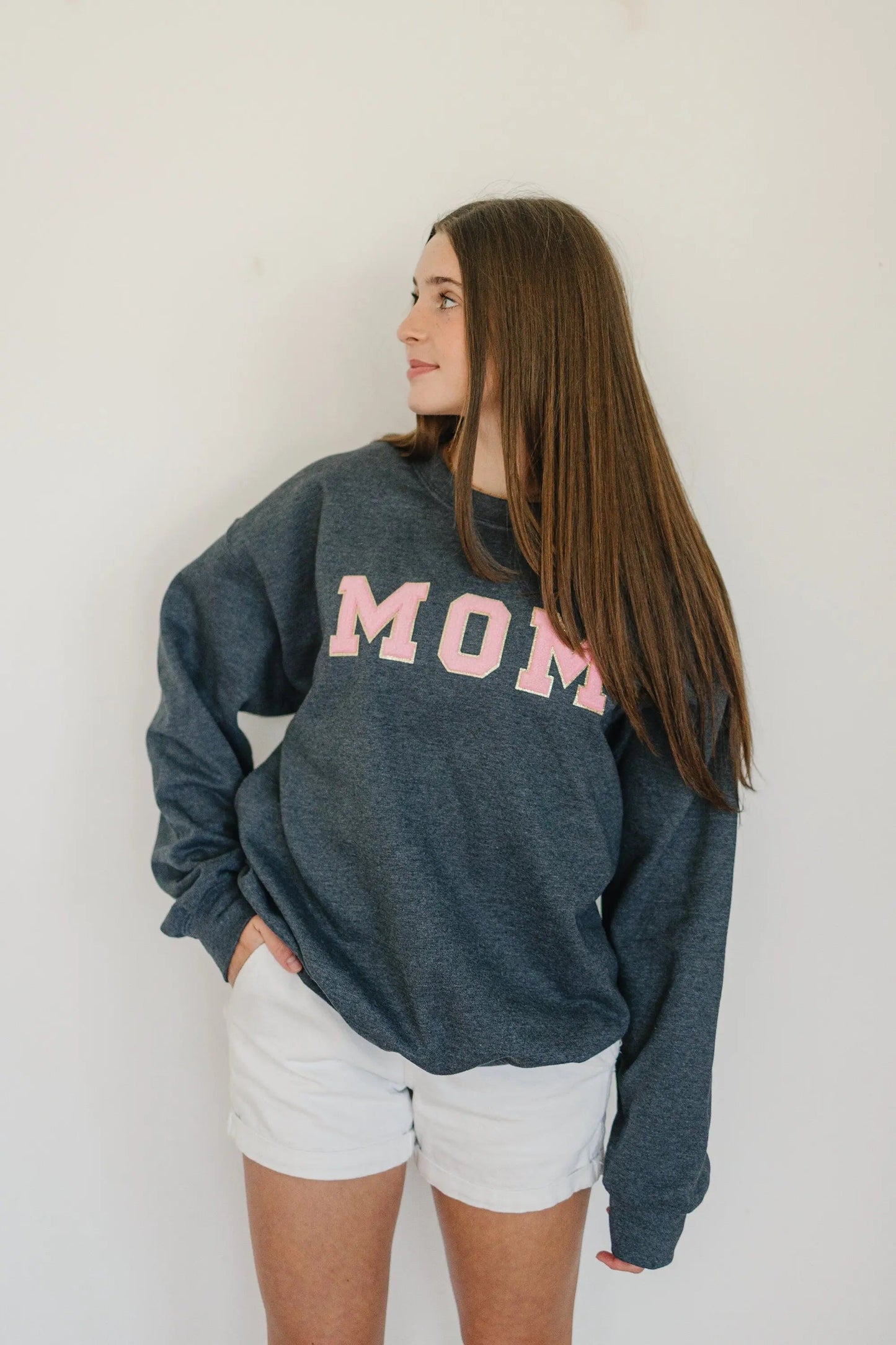 Birthday Gift For Mom | Glitter Patch Mama Sweatshirt | Personalized Chenille Patch Shirt | Varsity Letter Patch Sweatshirt Joyful Moose