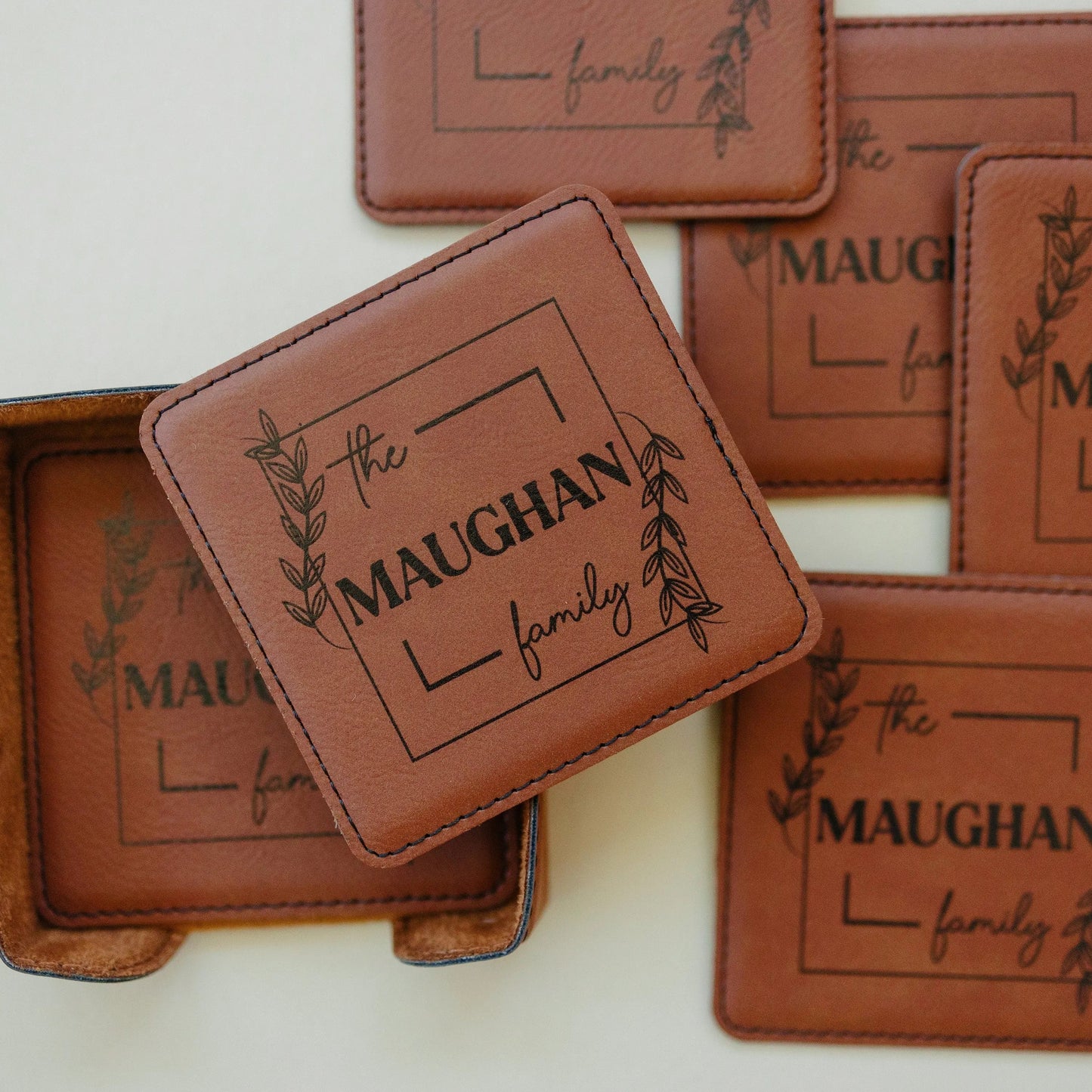 Wedding Gift | Custom Coaster Set | Bridal Shower Gift | Personalized Wedding Gift For Couple | Housewarming Gift | Set Of 6 Joyful Moose