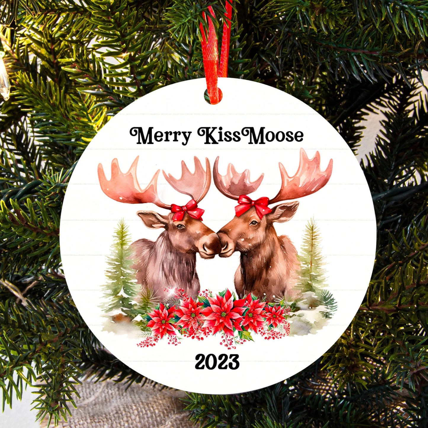 Moose Christmas Ornament, ornaments Christmas Personalized Gifts, Moose Gifts funny ornament, Couples Ornament Joyful Moose