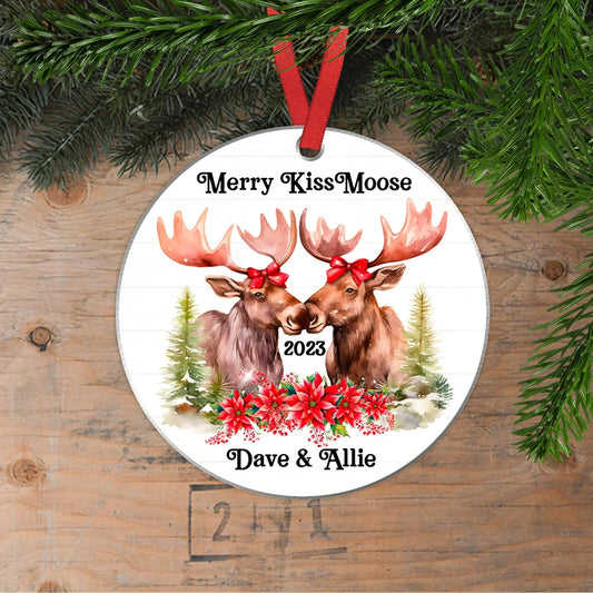 Moose Christmas Ornament, ornaments Christmas Personalized Gifts, Moose Gifts funny ornament, Couples Ornament Joyful Moose