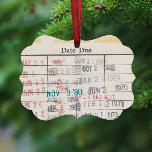 Book Lover Christmas Ornament - gifts for her - book ornament - librarian gift ideas - book club gift exchange - vintage library book dates Joyful Moose