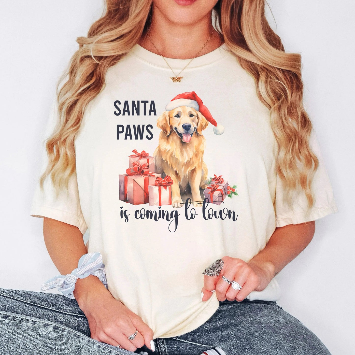 Christmas Shirt, Comfort Colors tshirt, dog mom christmas shirts, dog mom shirt, comfort colors shirt, santa shirt, golden retriever Joyful Moose