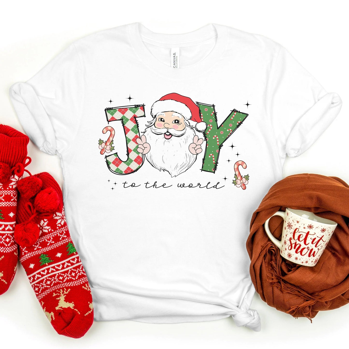 Merry Christmas Shirt, Joy to the World Santa Christmas Shirt, Christmas Family Shirt, Christmas tees Joyful Moose