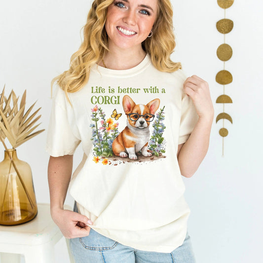 Corgi lover gift Comfort Colors Shirt Gift for her birthday Gift for corgi mom corgi shirt Corgi Gifts Joyful Moose