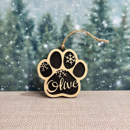 Dog Ornament - Personalized Wood Paw Christmas Ornament - Stocking Stuffer for Dog Mom - custom dog gifts Joyful Moose