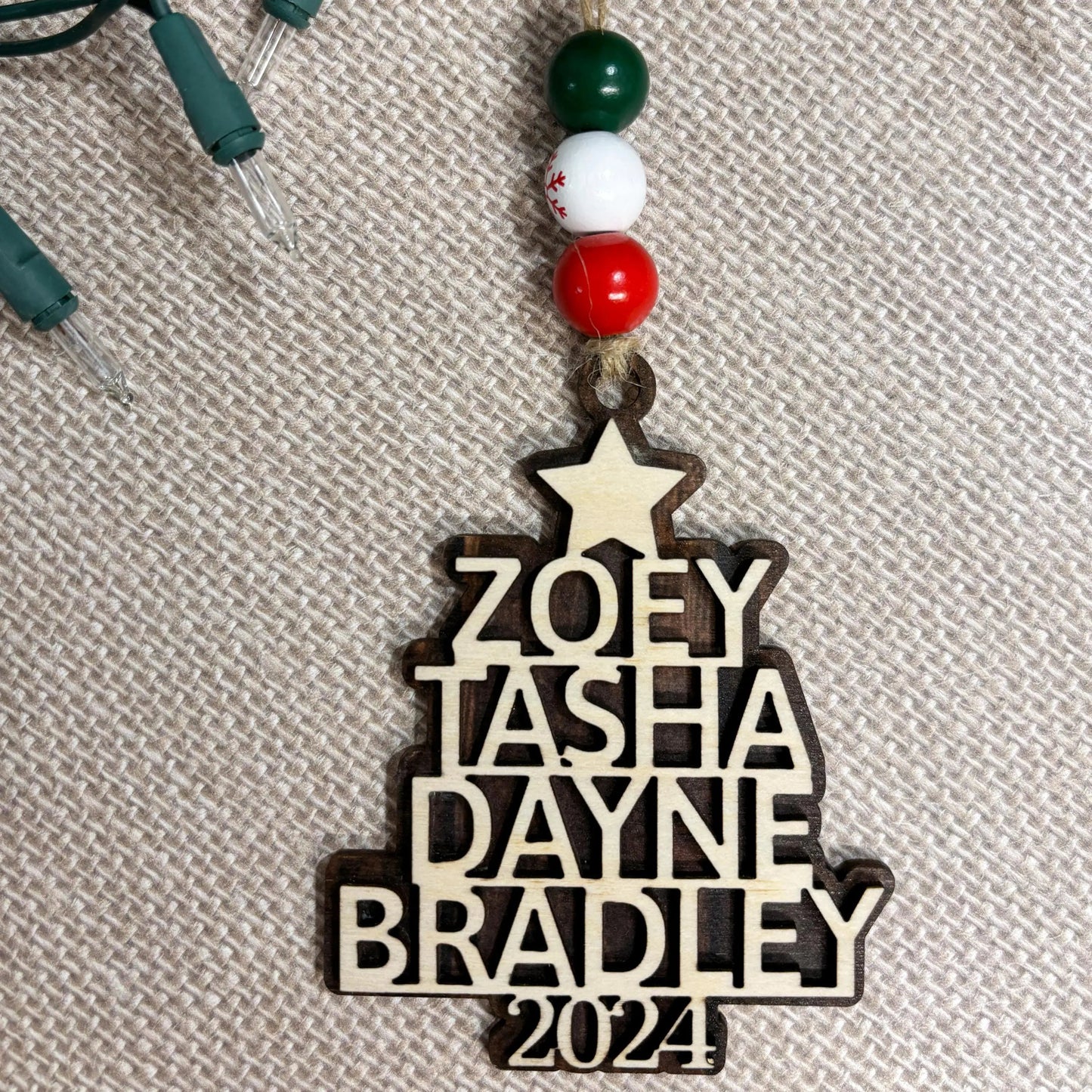 Custom Christmas Ornaments - Personalized Family Name Wood Ornament - Laser Cut Christmas Tree Decoration Joyful Moose