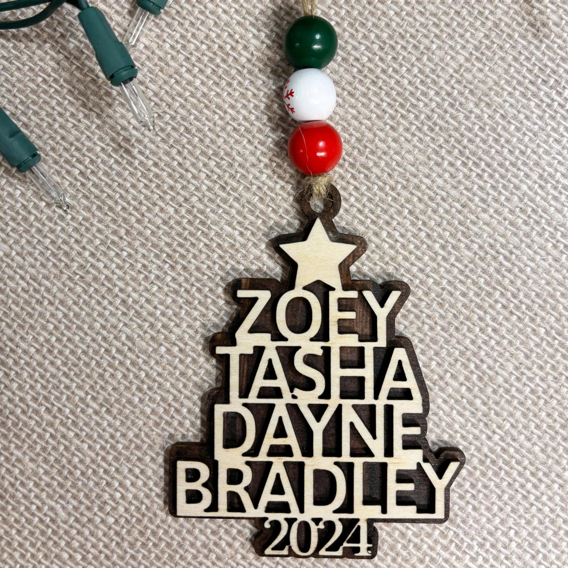 Custom Christmas Ornaments - Personalized Family Name Wood Ornament - Laser Cut Christmas Tree Decoration Joyful Moose