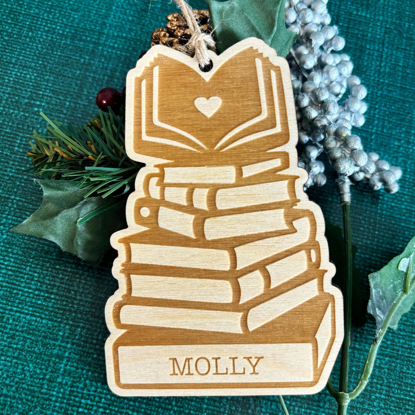 Book Christmas Ornament, book lover ornament, custom book ornament for book club gifts, Unique Personalized Holiday Gift, Reader Gifts Joyful Moose