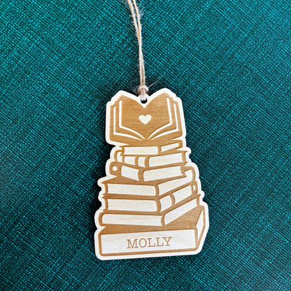 Book Christmas Ornament, book lover ornament, custom book ornament for book club gifts, Unique Personalized Holiday Gift, Reader Gifts Joyful Moose