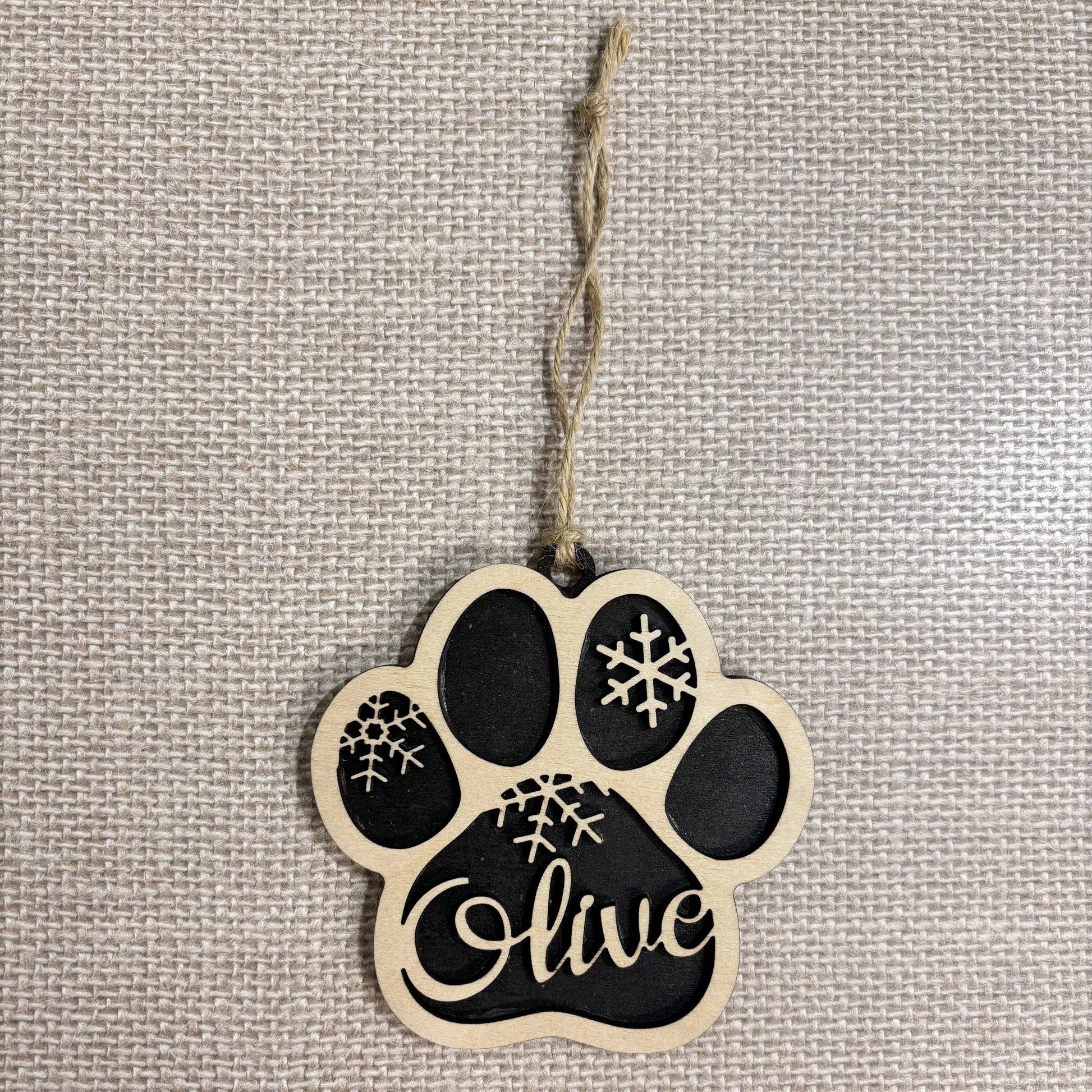 Dog Ornament - Personalized Wood Paw Christmas Ornament - Stocking Stuffer for Dog Mom - custom dog gifts Joyful Moose
